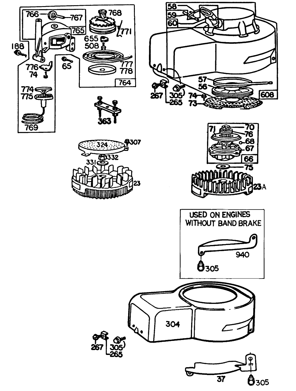 Blower Hsgs, Vertical Pull Diagram and Parts List for 93502-5151-XX  Briggs and Stratton Engine